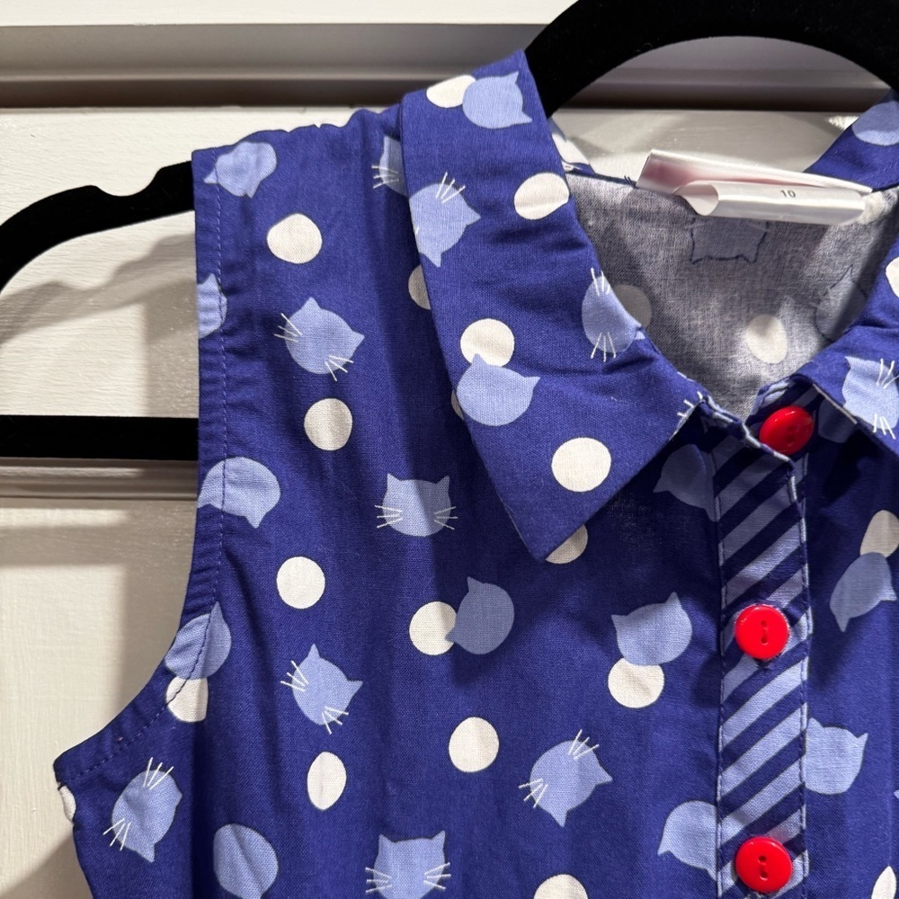 American Girl Purr-fect Dots Dress Sz 10 Cat Fourth of July 4th‎ Red White Blue - Picture 4 of 9